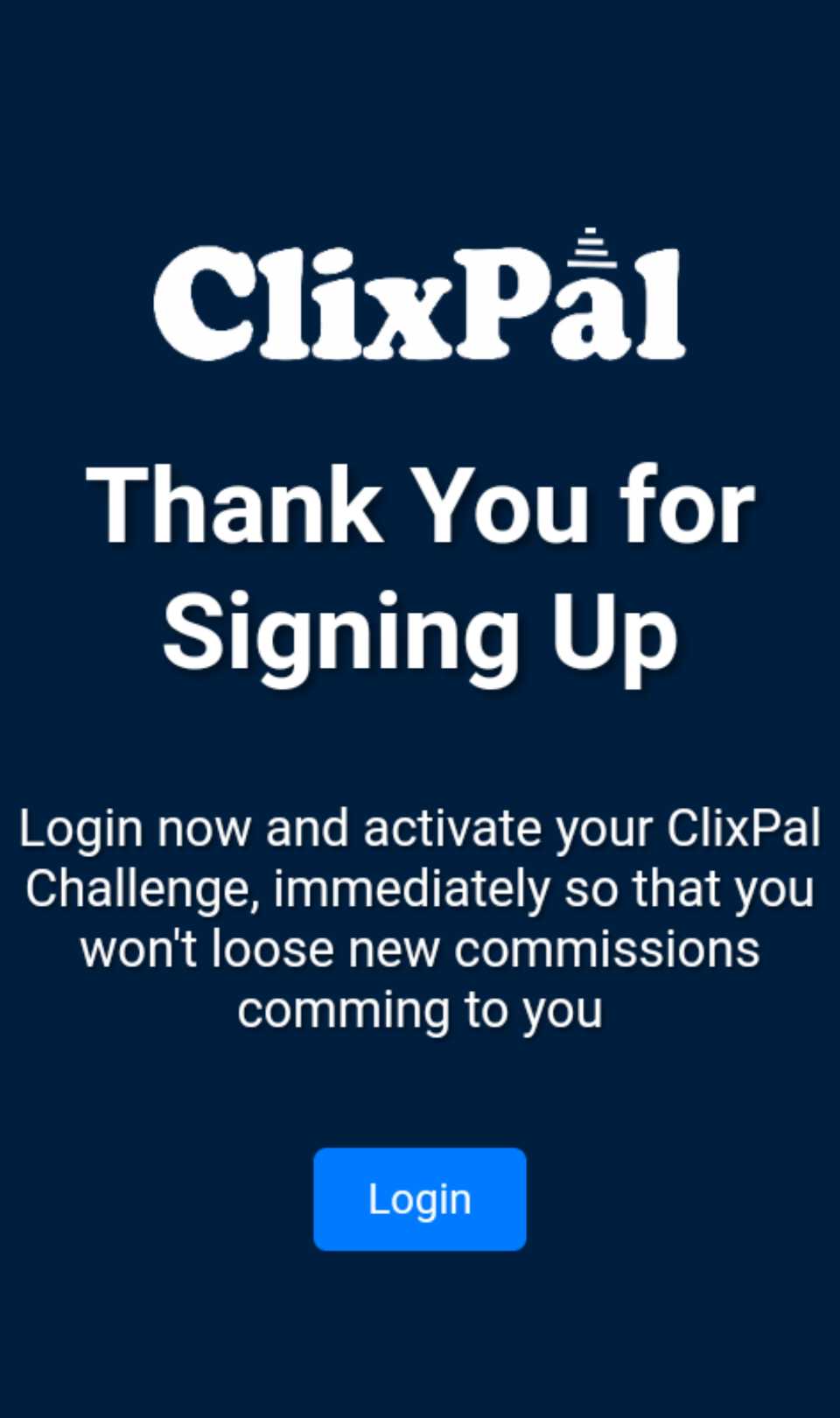 Clixpal.ng Thank you page